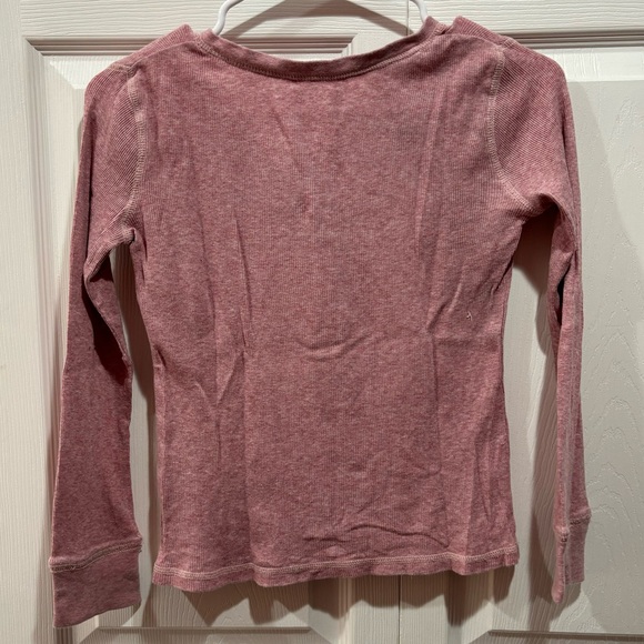 MOSSIMO Girl’s Button Down V Neck Long Sleeve Shirt Top - light pink size M(7/8) - Picture 3 of 3